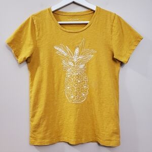 J by J Crew Collection - Mustard Yellow Pineapple Embroidered Tee - Size S
